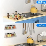 rangement mural épices transparent moderne vis fixations compartiments cuisine organisation.storage holder spice acrylic transparent