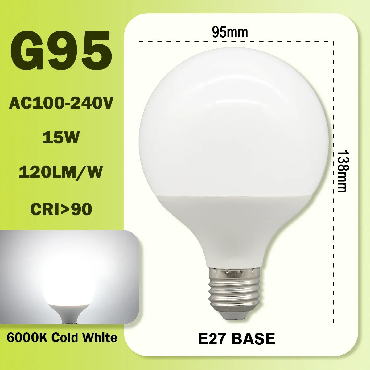 ampoules led blanc modernes e27 80mm 95mm 120mm 10w 15w 18w 270deg translucent
