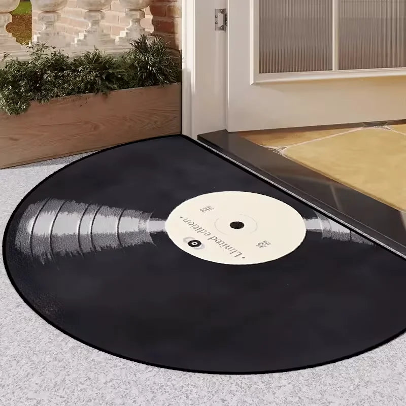 tapis demi cercle moderne vinyle géométrique noir blanc antidérapant salon entrée