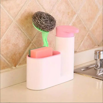 récipient moderne savon shampoing brosse éponge cuisine salle bains blanc vert bleu plastique minimaliste