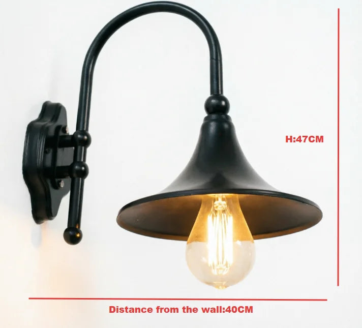lampe murale vintage noir bronze ip44 aluminium éclairage maison filaire