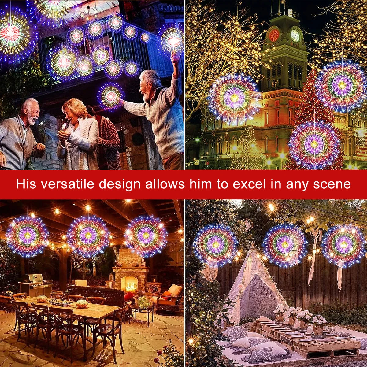 guirlande lumineuse solaire 90 150 200 leds multicolore étoiles moderne extérieur festive noël patio
