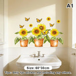 stickers muraux fleuris multicolores adhésifs art floral papillons lilas roses jaunes salon chambre deco