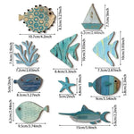 décorations murales poissons coraux bateau texture bois bleu vert beige adhésif deco marine