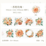 ruban decoratif floral vintage adhesif jaune orange rose violet vert blanc tournesols roses motifs