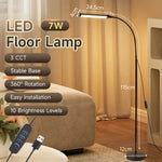 lampe sol led moderne noire 360 rotation interrupteur bouton 220v 10w 184cm