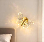 veilleuse murale papillon transparent doré cristaux moderne chambre entrée salon