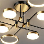 lustre moderne suspension lumineuse tête métallique noir or lisse géométrique chambre salon