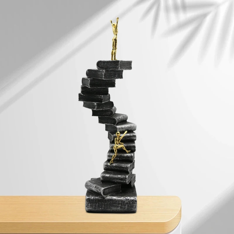 décoration abstraite sculpture noir doré livres escalier figurines moderne chambre salon nordique