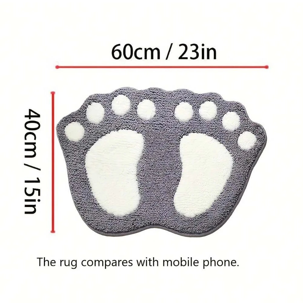 tapis bain gris blanc empreintes pieds doux moelleux moderne absorption d'eau