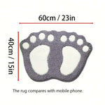 tapis bain gris blanc empreintes pieds doux moelleux moderne absorption d'eau