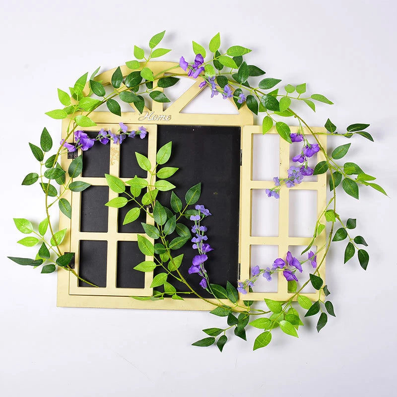guirlande végétale naturelle fleurs vertes violettes blanches roses extérieur décoration maison jardin mariage festivités