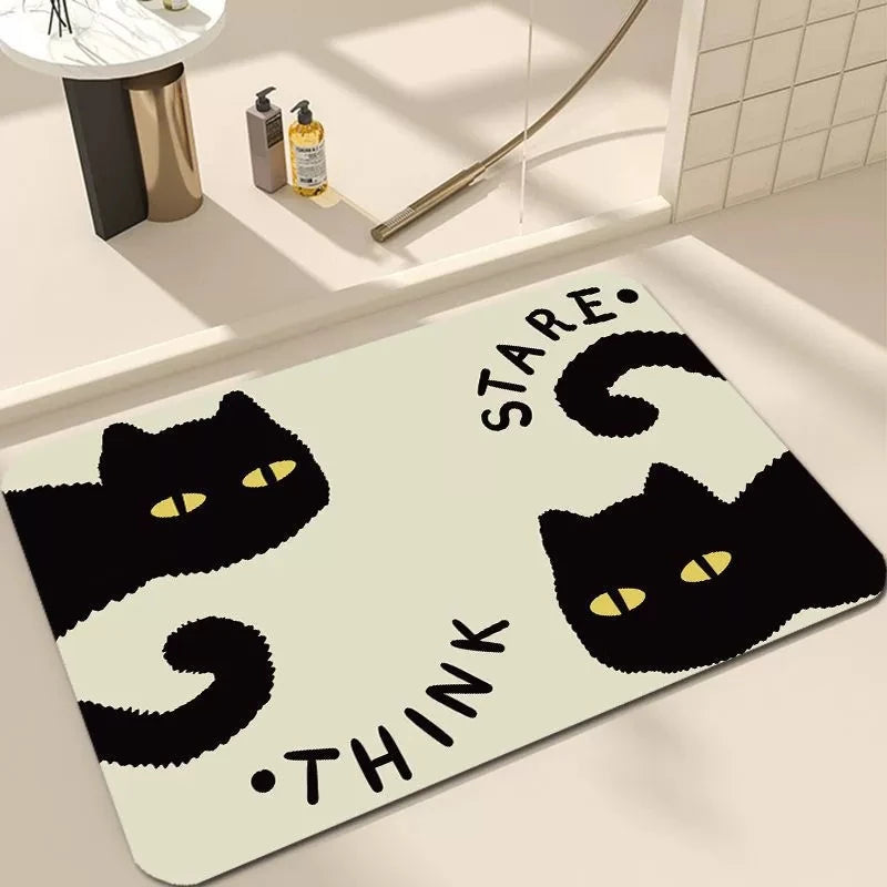 tapis sol décoratif chat dessin animé bienvenue intérieur salon chambre moderne anti dérapant polyester