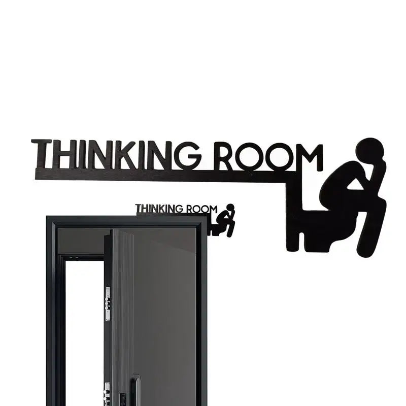 décoration murale thinking room bois noir humoristique minimaliste porte indicateur sculptural