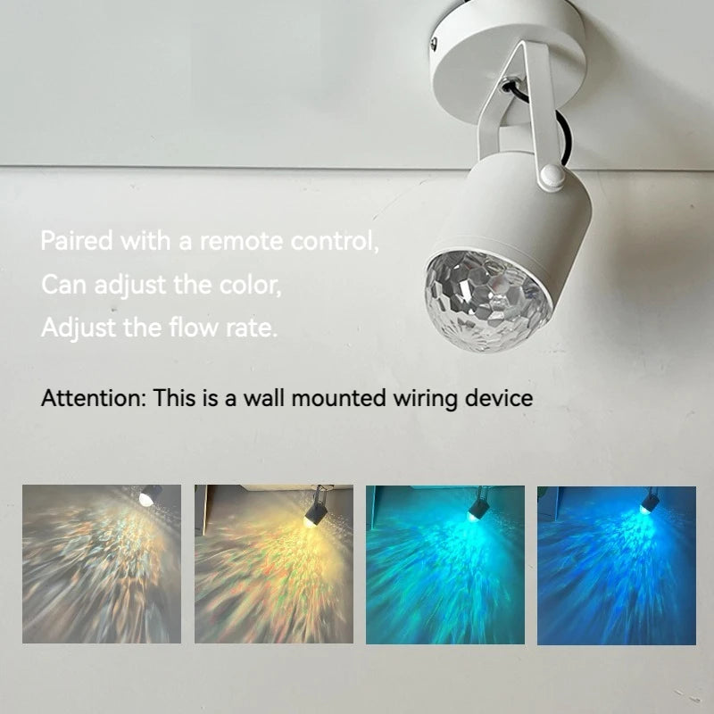 lampe murale moderne projection lumineuse ondulations eau blanc scintillement chambre