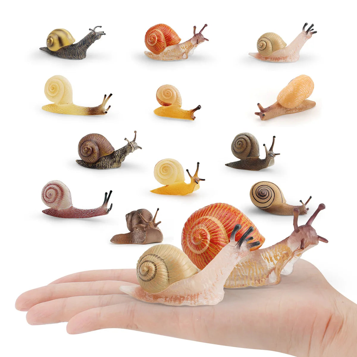 décoration miniature escargot coquille rayées réaliste couleur beige marron orange noir