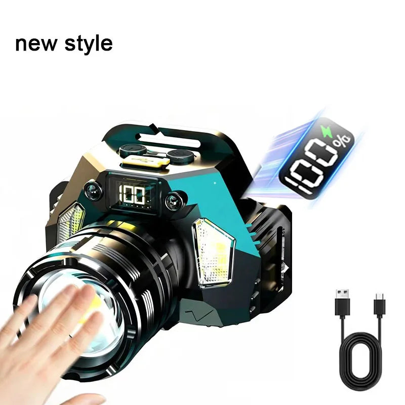 lampe torche led rechargeable noir bleu vert certifiée rohs moderne robuste zoom externeextérieur