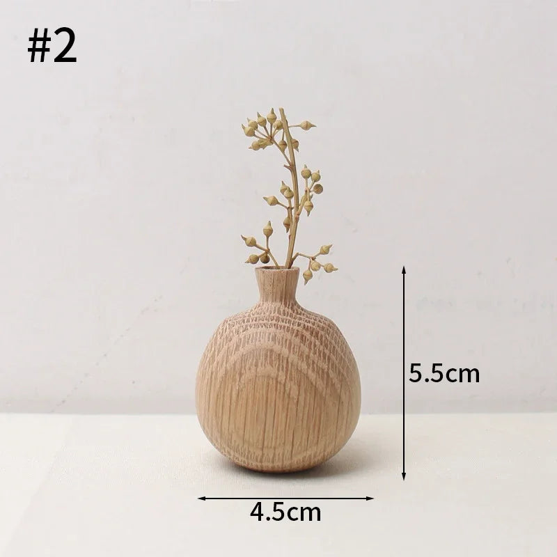 vases bois naturel minimaliste modernes texture gravée fleurs séchées décoration maison salon