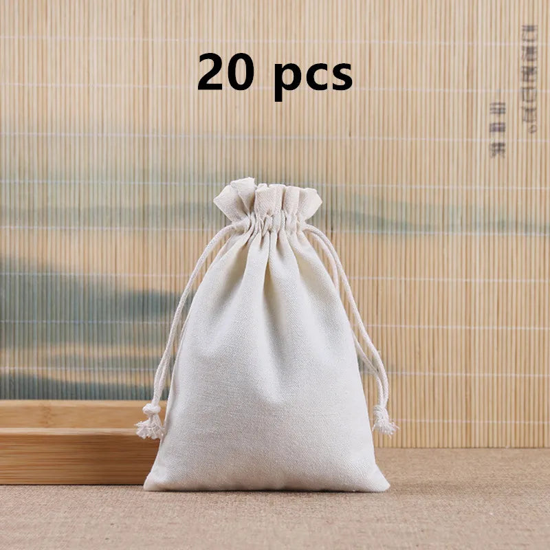 sacs rangement réutilisables toile coton cordon anti poussière blanc noir