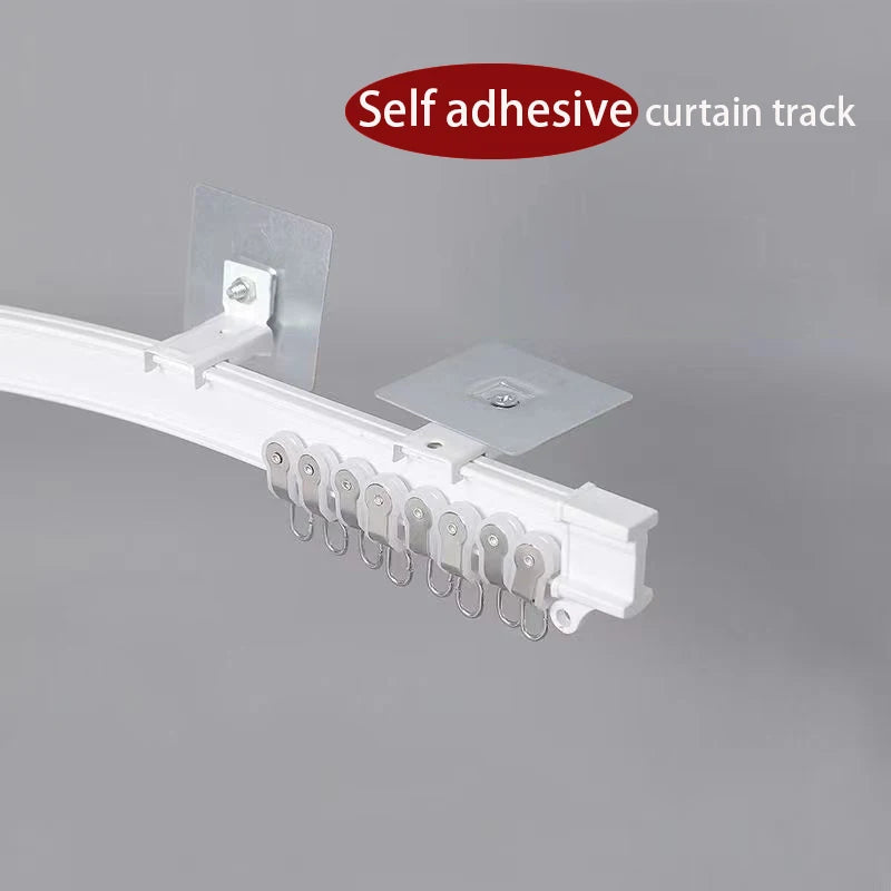 rail rideau auto adhésif blanc flexible fenêtre moderne clips accessoires