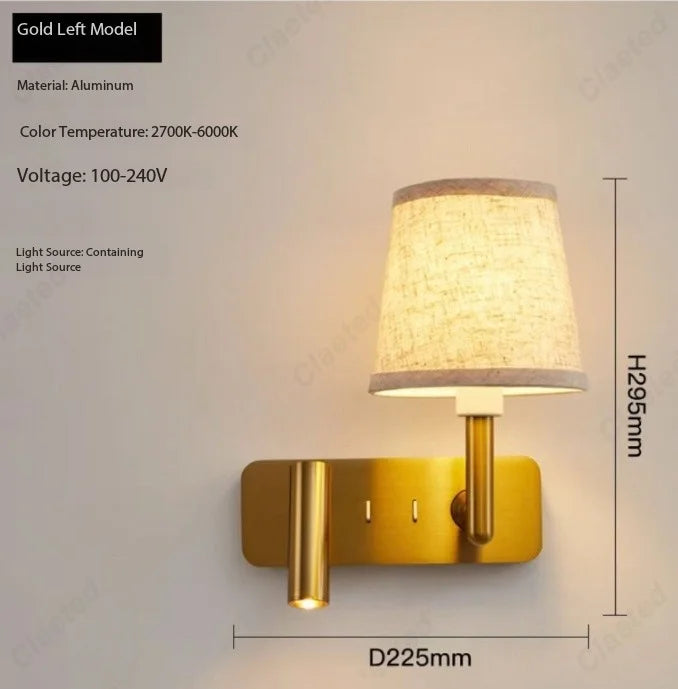 lampe murale moderne or abatjour beige minimaliste led chambre salle manger