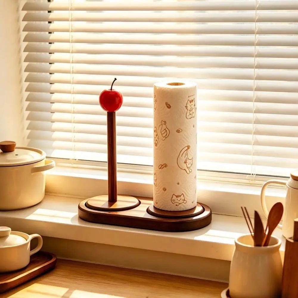 porte rouleau papier bois marron étoile rouge citron orange fraise décoration rustique chambre étagère