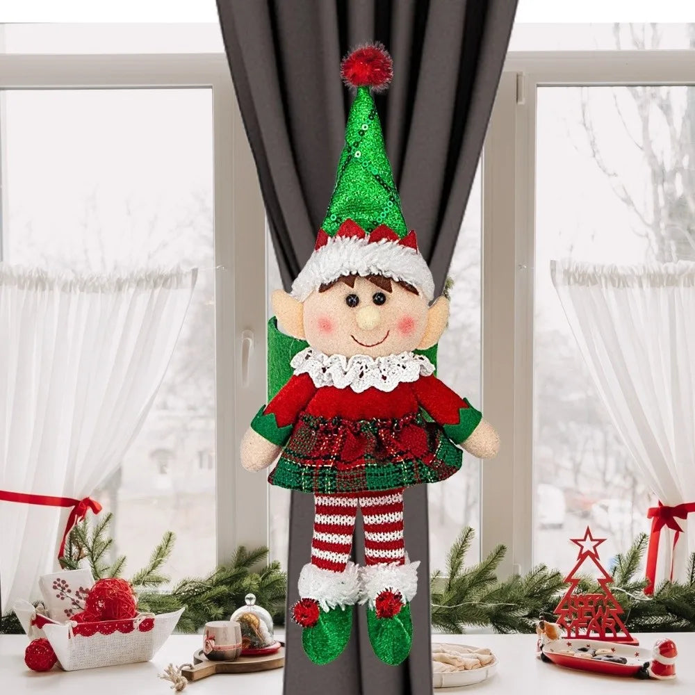 décoration noël poupée elfe rouge vert pompons coton traditionnelle festive chambre enfants