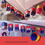lanternes décoratives traditionnelles coréennes rouge bleu jaune blanc noix motifs nourriture textes coréens clips