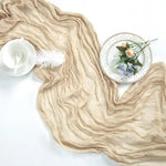 chemin table gaze coton rose pâle décoration mariage table boho rustique