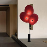 lampe sol rouge plissée moderne interrupteur tactile industriel led 15w base stable