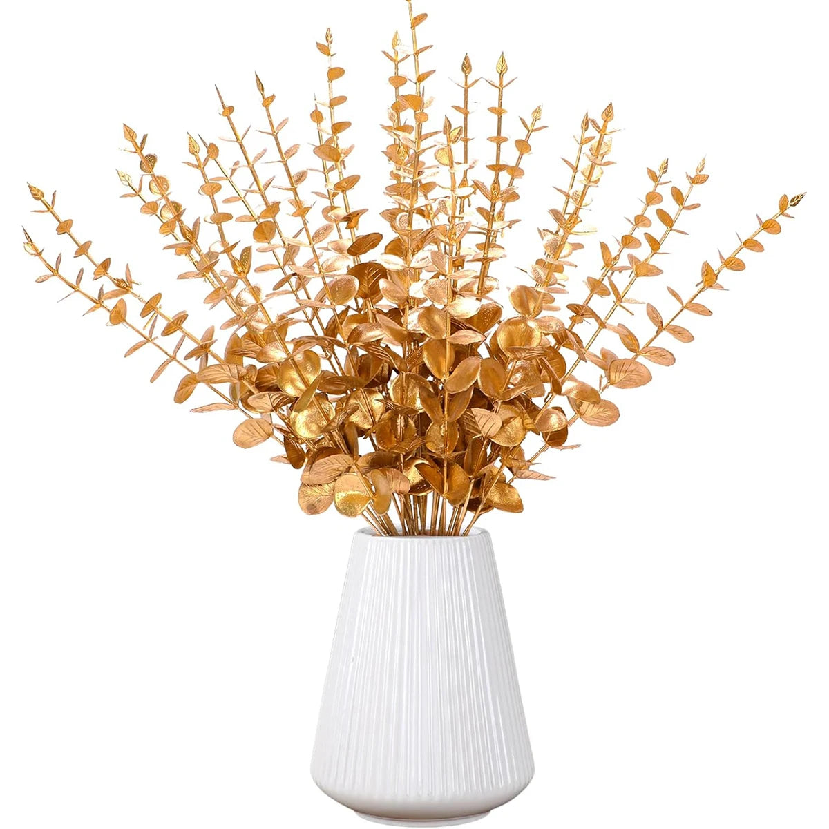 bouquet artificiel feuilles vertes naturel minimaliste ruban blanc vase blanc tapis beige ornement extérieur