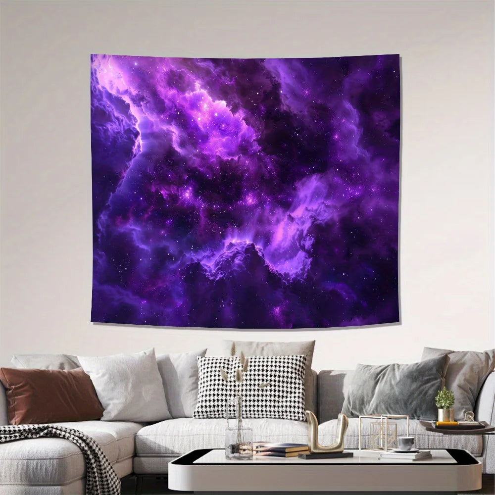 tapisserie scénique nuages étoiles ciel violet moderne décoration intérieure chambre salon polyester