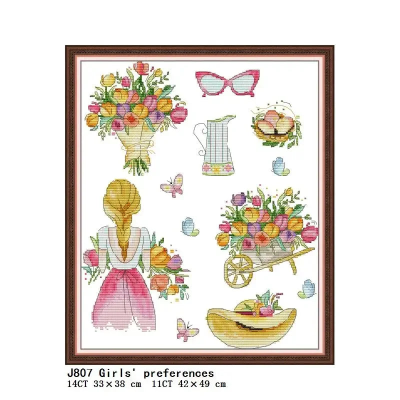 kit broderie fleurs papillons multicolore toile coton aiguilles fils instructions enfants decoration