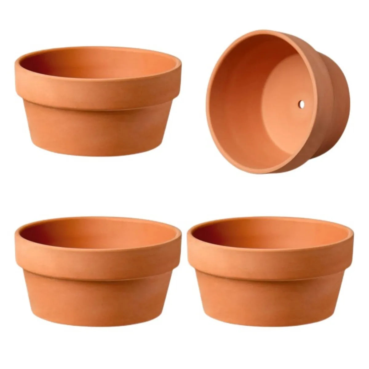 Pots fleurs terre cuite 11.5cm diamètre rustique drainage plantes succulentes pièces orange