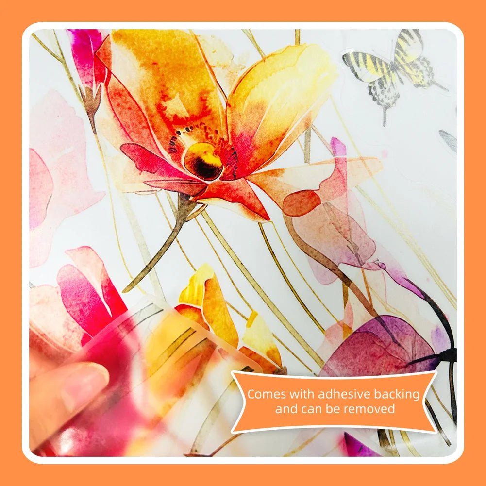 autocollant mural fleurs papillons aquarelle moderne floral résistant l'eau mur carrelage meubles 42cm 50cm