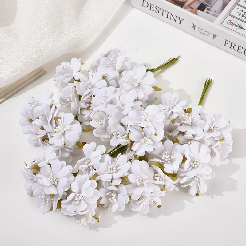 bouquet fleurs artificielles violet rose anniversaire mariage décoration intérieure scrapbooking boîte cadeau minimaliste