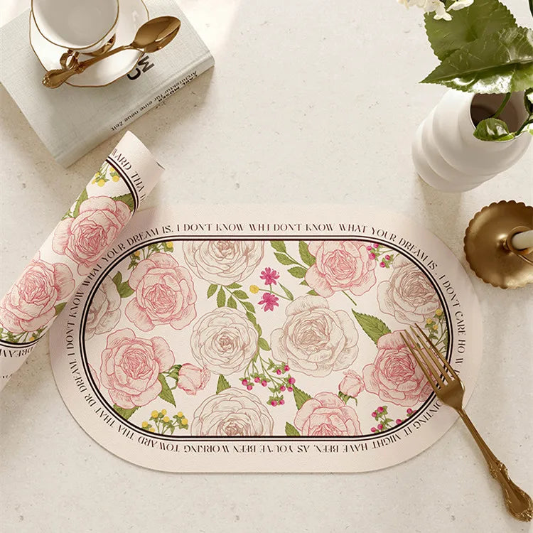 serviette table verte classique fleurs lin respectueux environnement 30x45cmversible facile nettoyer