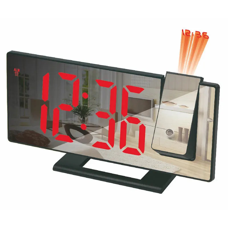 projecteur horloge miroir numérique led noir rouge blanc moderne tactileUSB