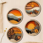 décoration murale bohème paysages montagne feuilles fleurs adhésif moderne artistiqueversibleintérieurextérieur