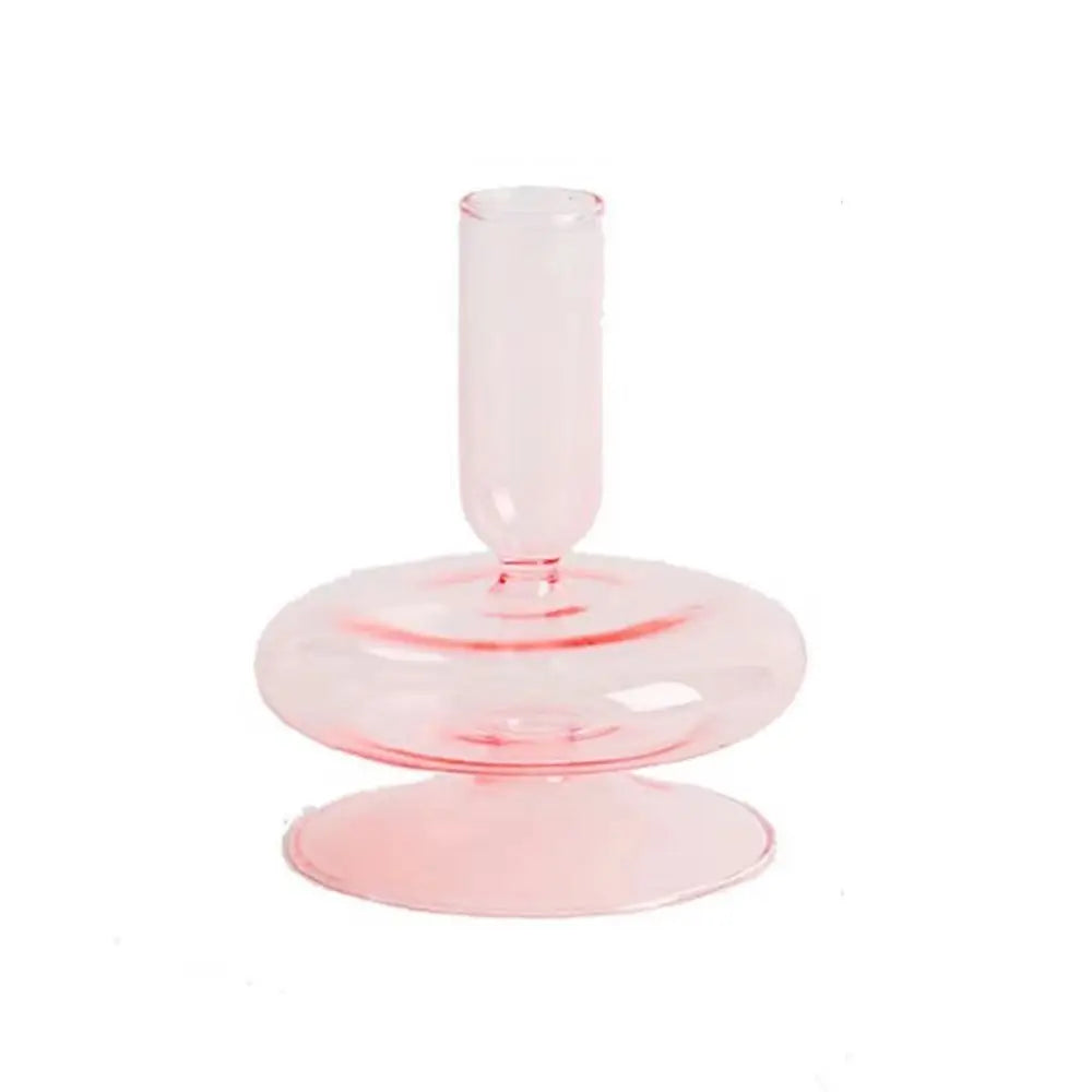 supports bougies rose transparent moderne minimaliste sans motif décoration intérieure chandelles mariage tables