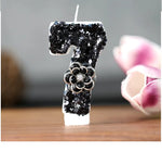 bougies chiffres paillettes noires festives anniversaire mariage décoratives numérotation festive