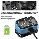 lampe frontale rechargeable bleu noir tissu hexagonal couleurs modes capteur infrarouge charge usb