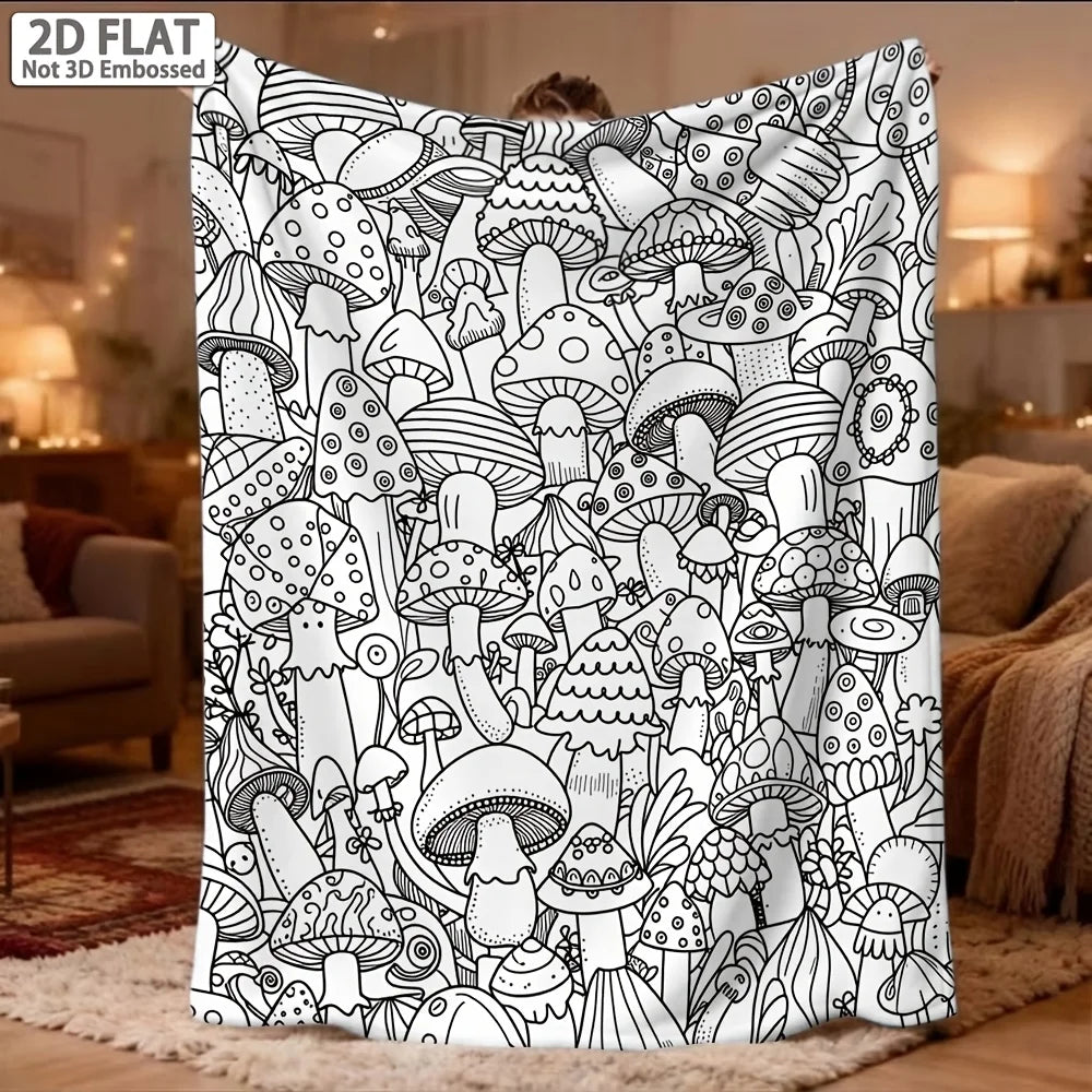 couverture moderne champignons blanc noir polaire polyvalente portable hospitalière voyage