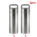 boîte rangement pilules acier inoxydable argenté moderne anneaux bouchons porte clés