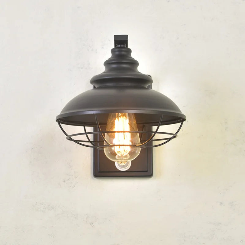 lampe murale industrielle fer noir mat éclairage mur salon chambre led ip44 hydrofuge