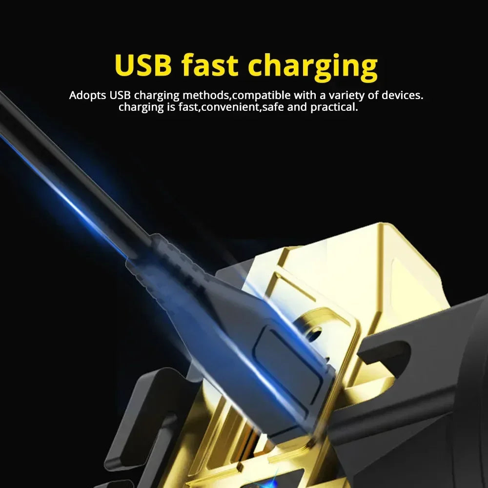 lampe frontale rechargeable or noir lisse moderne ceinture ajustable cordon usb type