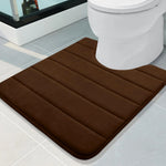 tapis toilette salle bain gris foncé rayures horizontales antidérapant mousse mémoire forme moderne confortable