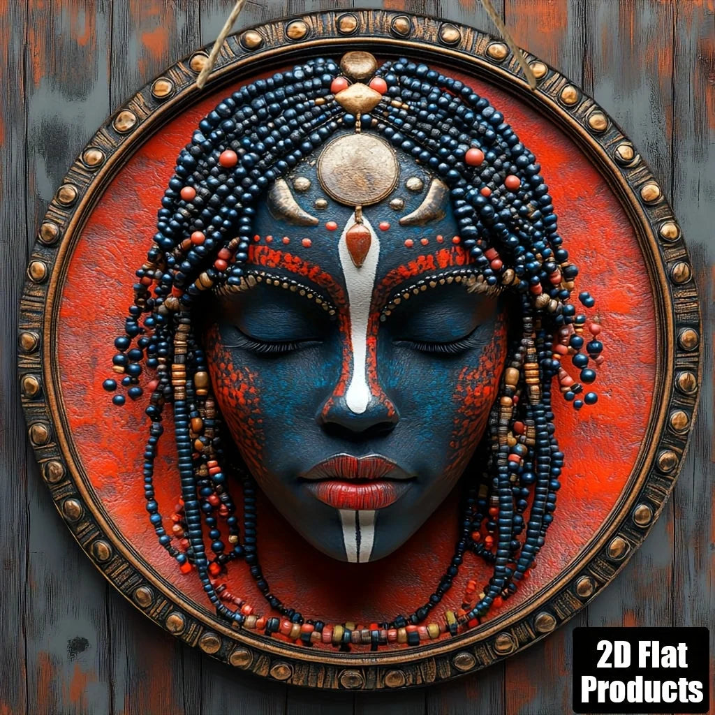 masque tribal bleu rouge noir artisanal tringle décoration murale occasionnelle ethnique 20cm