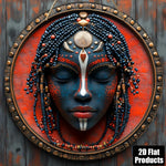 masque tribal bleu rouge noir artisanal tringle décoration murale occasionnelle ethnique 20cm