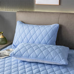 taies d'oreiller patchwork polyester 300 fils bleu blanc rose modernes 2pc